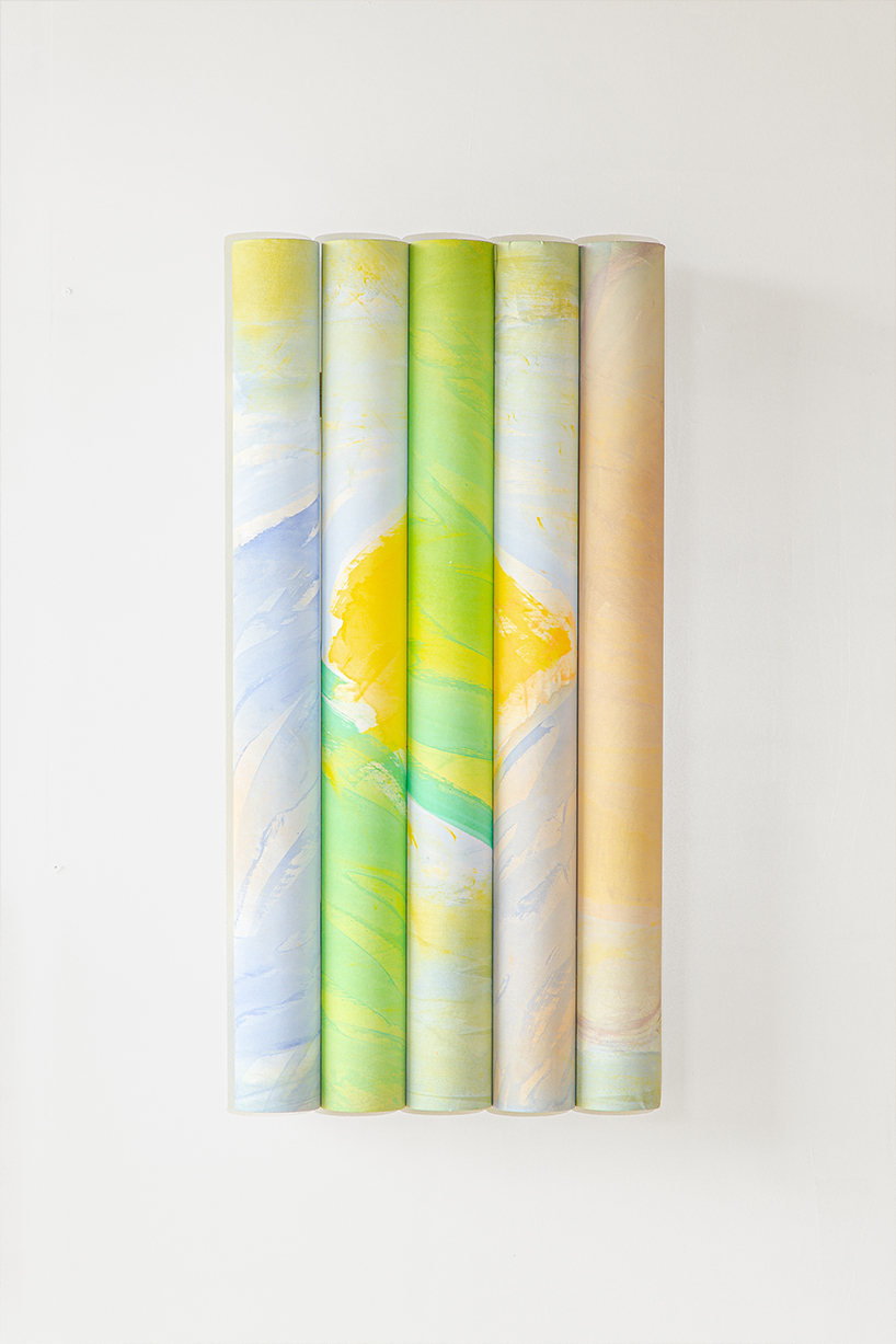 lifelines collection merges painted abstract landscapes with furniture design