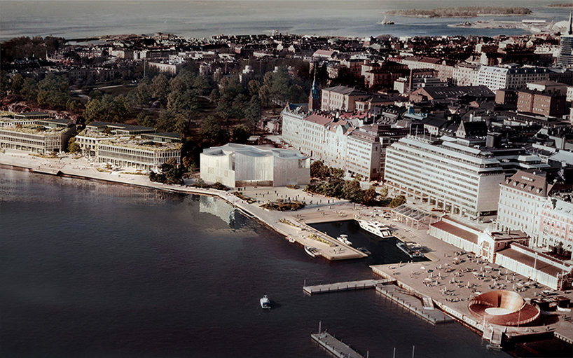 Tekstur Kulit kaca terbentuk dalam roof melengkung untuk konsep Museum Helsinki Cardoso Cosime