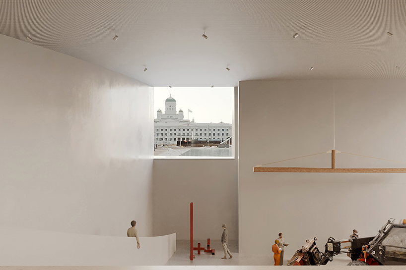 textured glass skin forms into curved roof for cossement cardoso's helsinki museum concept