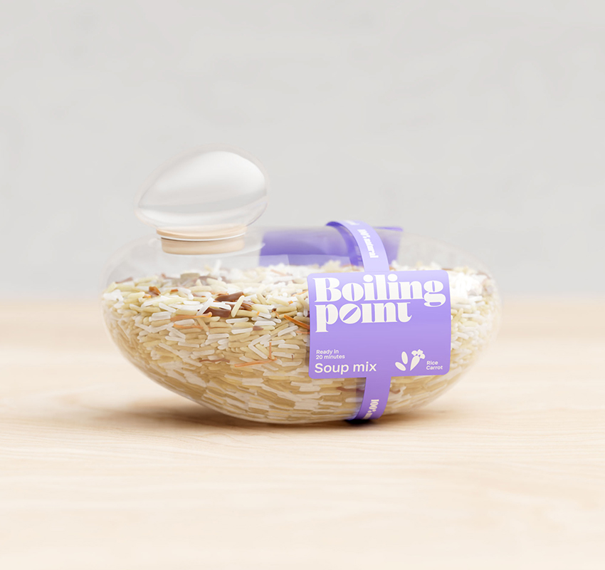 boiling point translates water bubble geometry into recyclable eco-plastic food containers