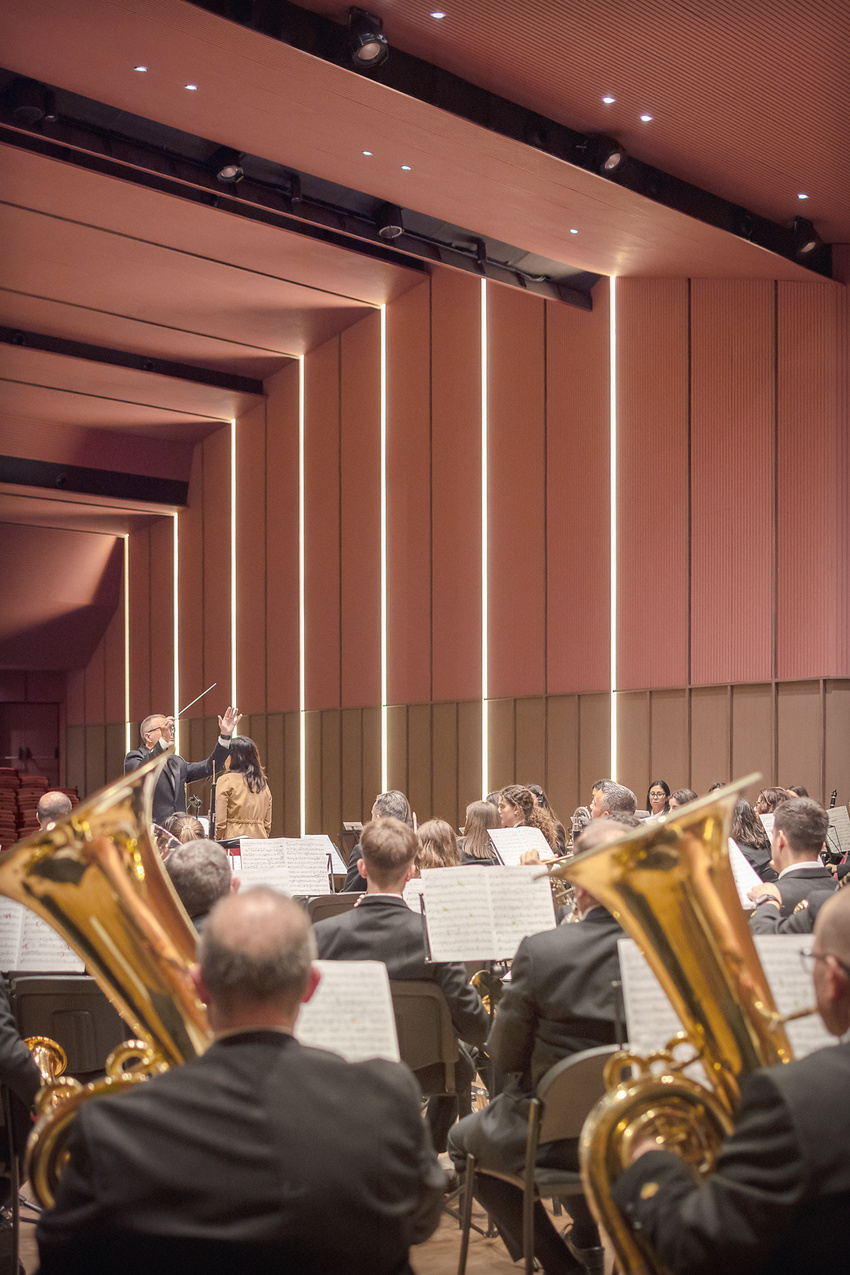 bright pink interior revitalizes adaptive acoustic music hall for sax’s cultural complex in spain