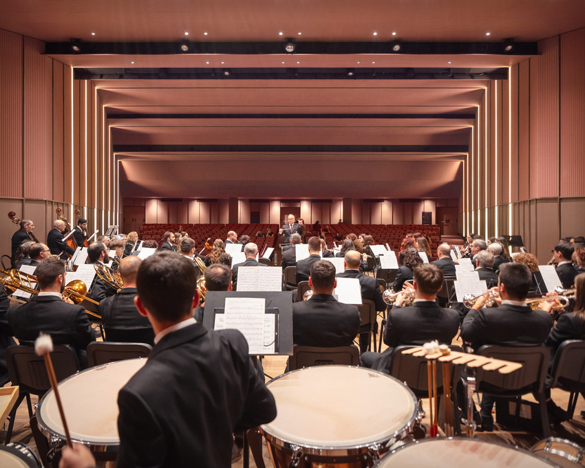 bright pink interior revitalizes adaptive acoustic music hall for sax’s cultural complex in spain