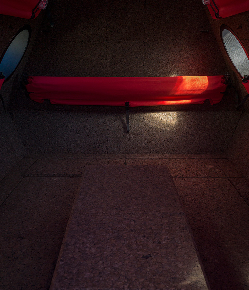 red bivouac shelter in the alps becomes high-altitude base for bergamo's modern art gallery