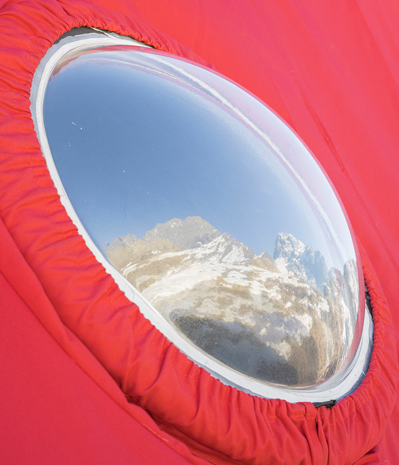 red bivouac shelter in the alps becomes high-altitude base for bergamo's modern art gallery