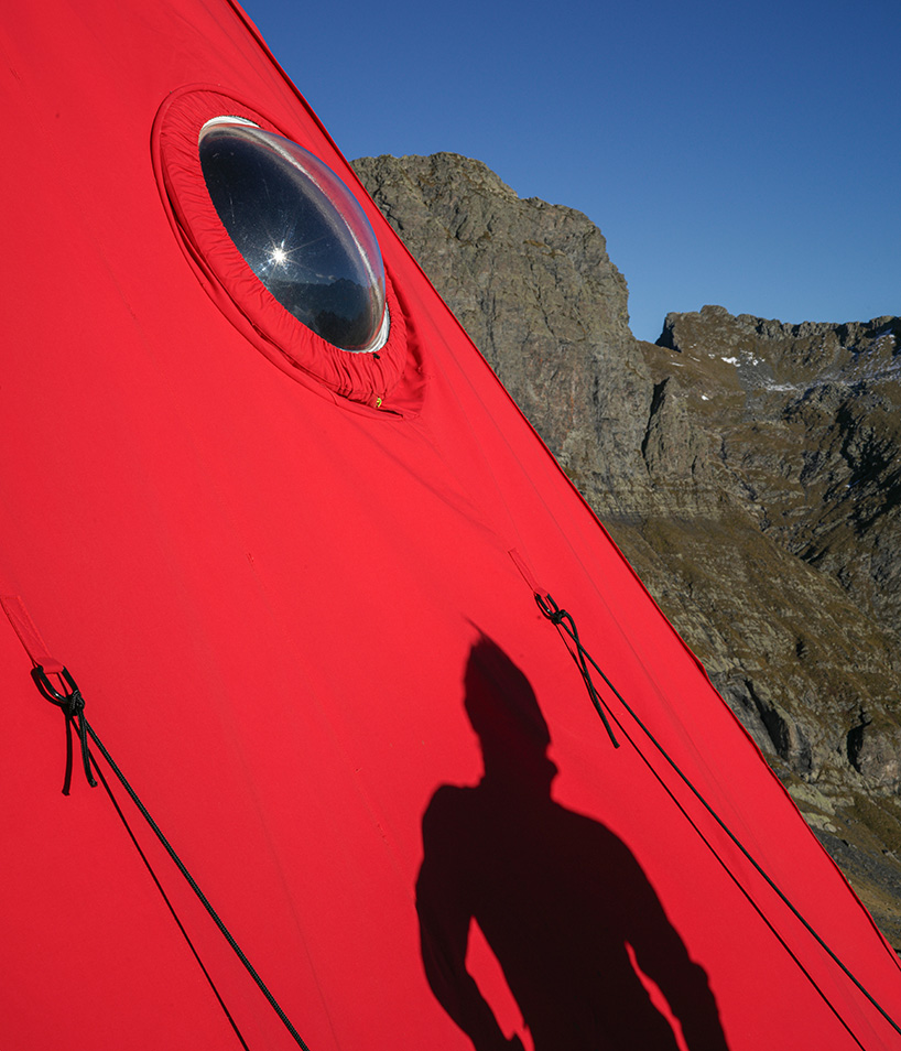 red bivouac shelter in the alps becomes high-altitude base for bergamo's modern art gallery