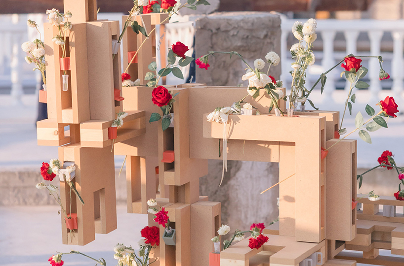 HXL tool-less modular system reconfigures from exhibition sculpture into adaptable furniture