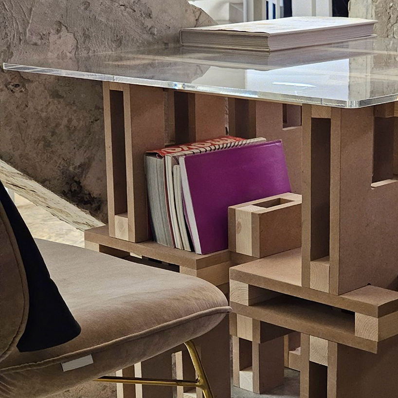 HXL tool-less modular system reconfigures from exhibition sculpture into adaptable furniture