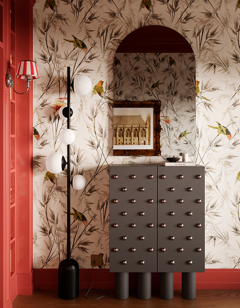 traditional european library transforms compact office into a layered reading space