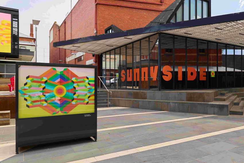 Morag Myerscough trae a Australia una instalación espacial de colores llamativos 