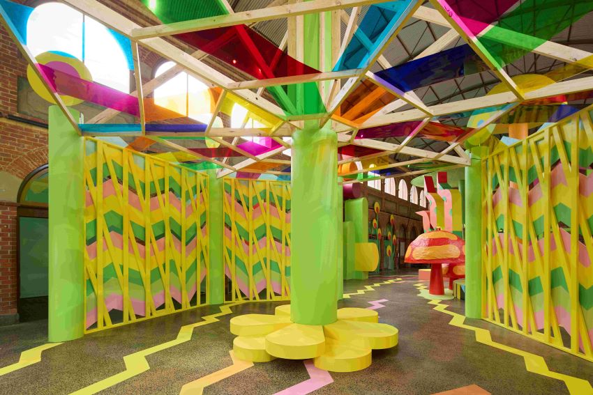 morag myerscough brings bold-colored spatial installation ‘chasing sunbeams’ to australia