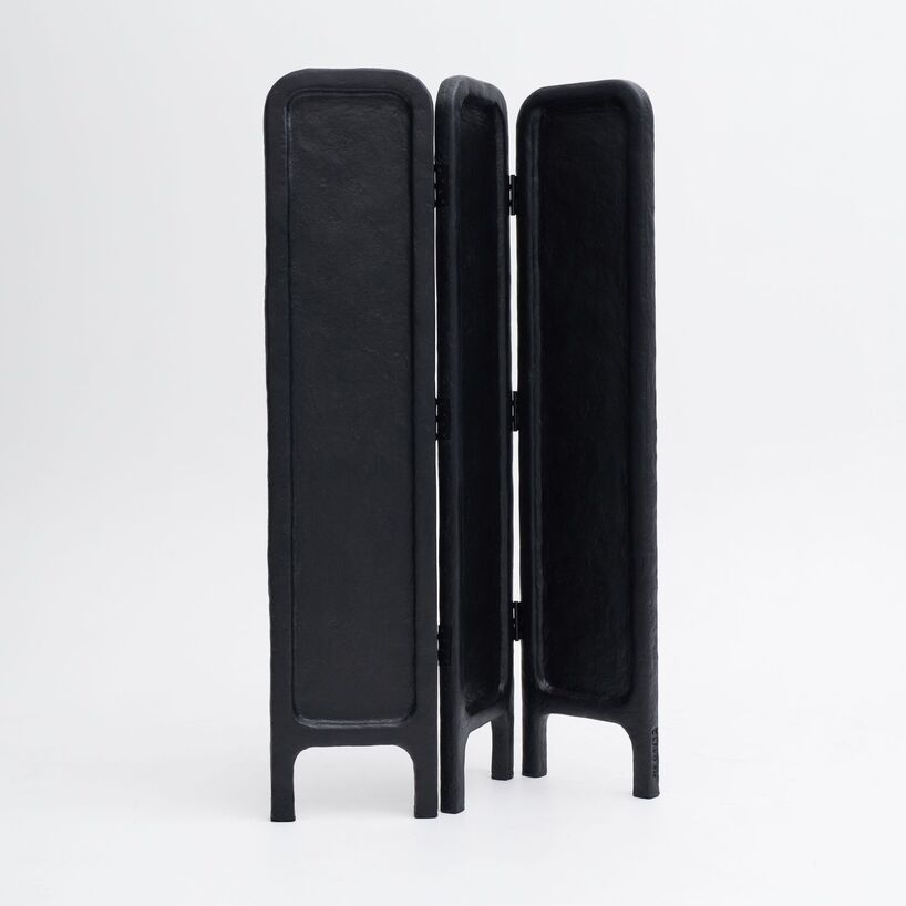 plywood and recycled paper pulp sculpt monolithic furniture collection