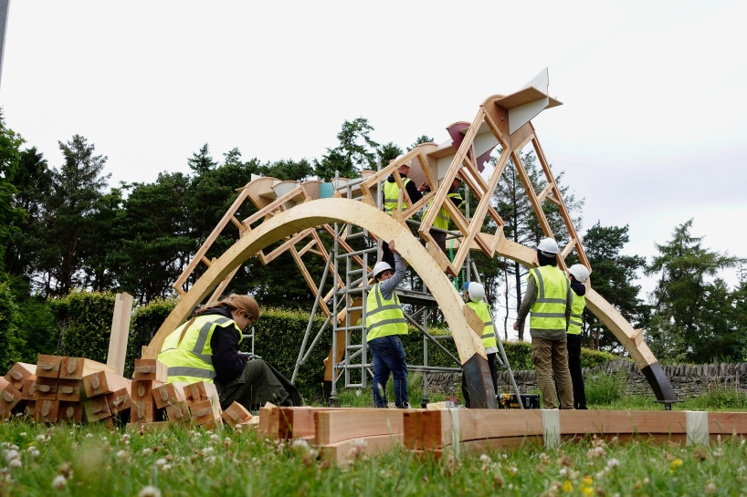 bartlett architecture students use robots to build arkhive reconfigurable timber pavilion