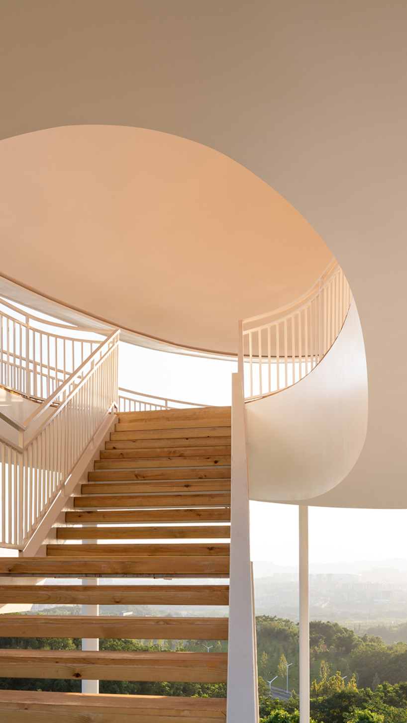 ovoid landscape tower by gad hovers above chongqing mingyue lake in china