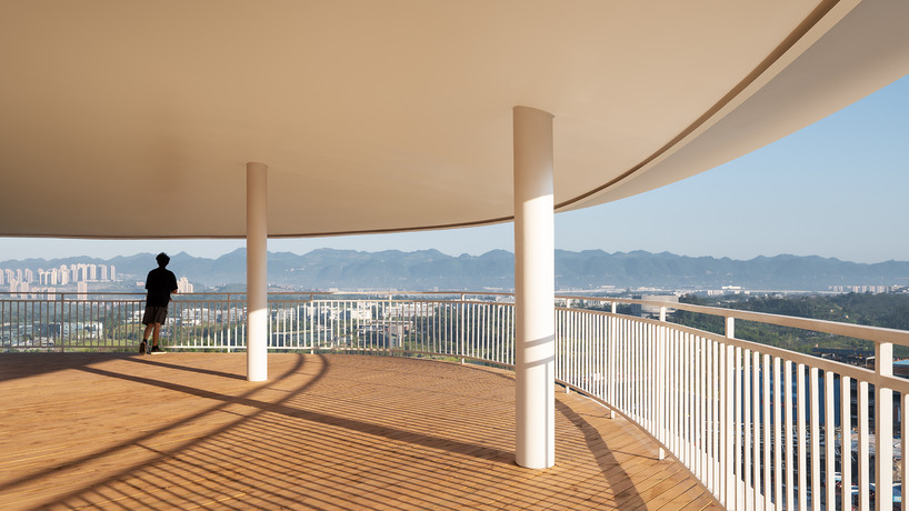 ovoid landscape tower by gad hovers above chongqing mingyue lake in china