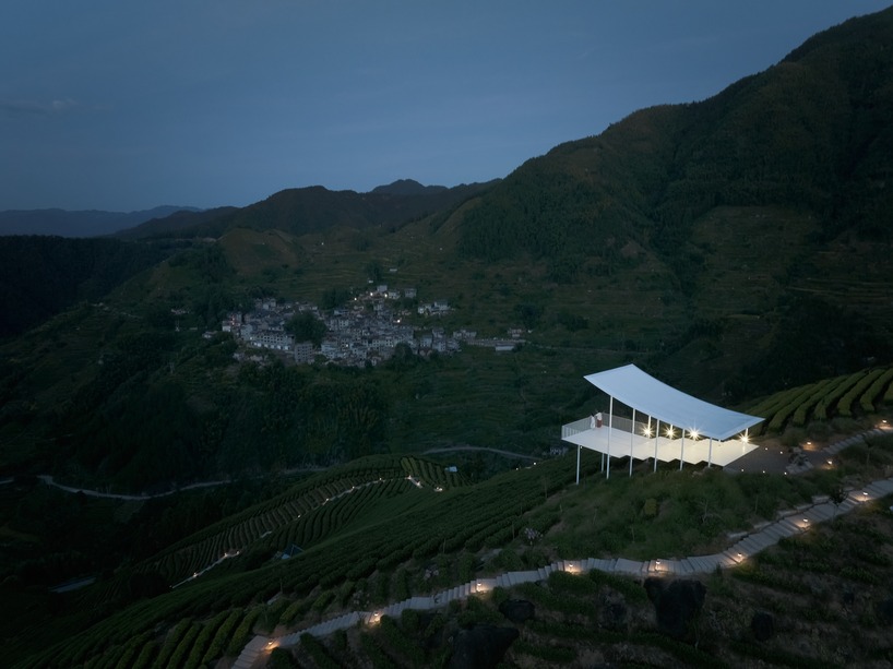 studio RE+N's floating pavilion hovers like a thin white wing above chinese tea mountain - 10