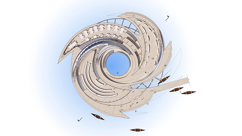 ocean vortex envisions a spiraling floating parliament built from recycled marine waste - 5