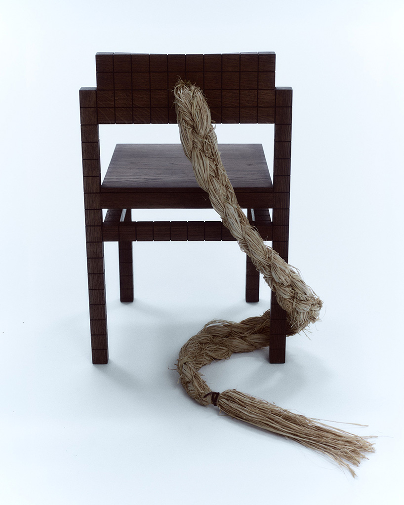 interlaced wood, metal, and fiber explore braiding as construction method in trenzar series - 5
