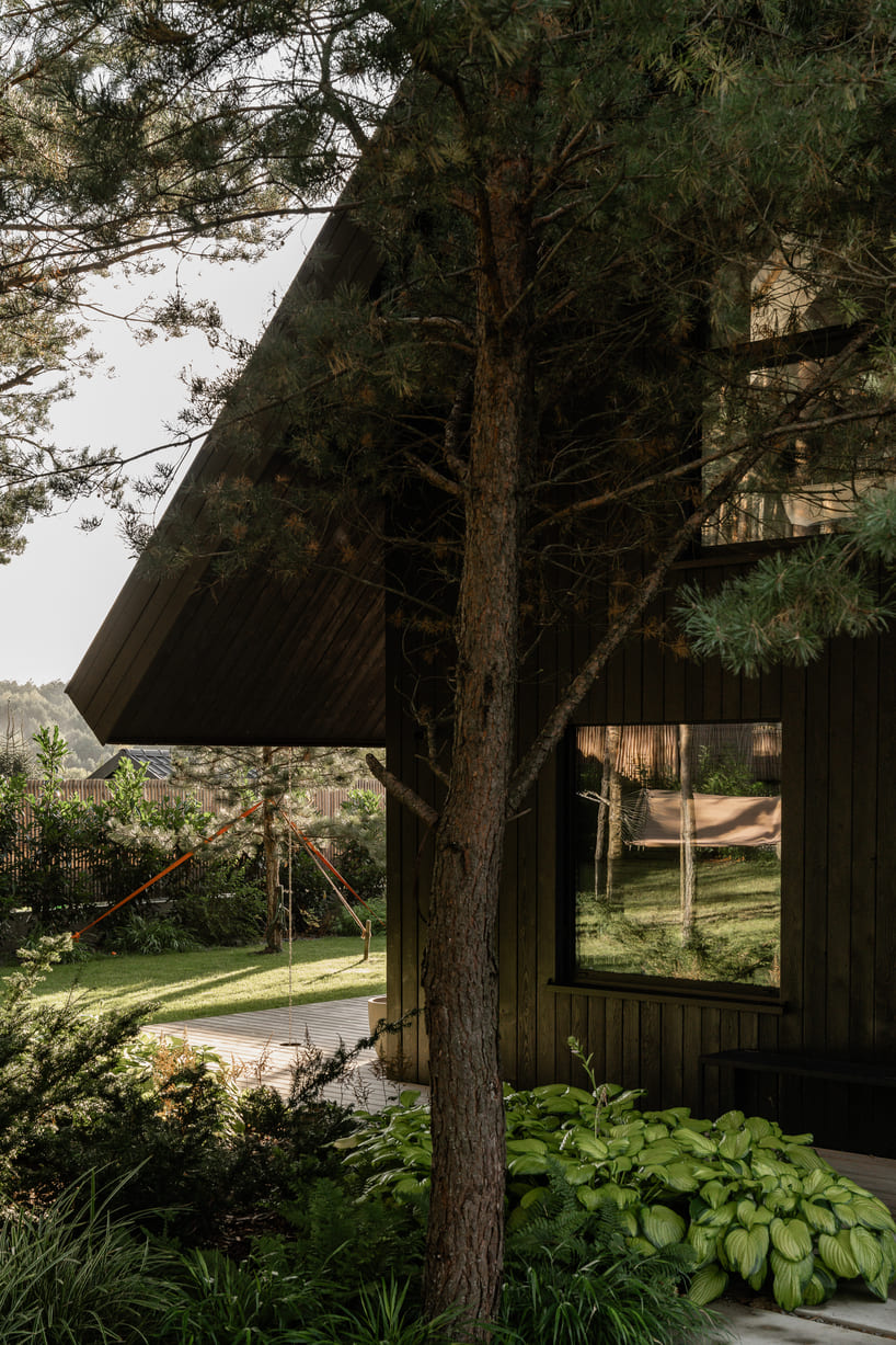 dark timber A&A house reinterprets traditional barn form within polish pine forest - 2