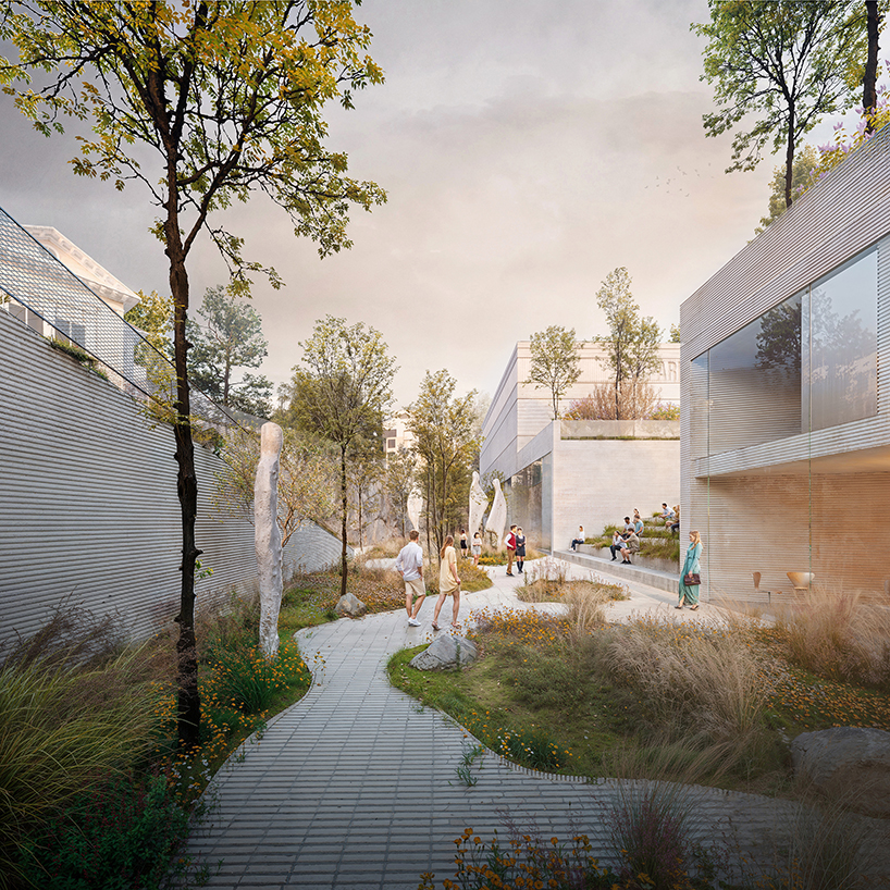rammed concrete cube and terraced gardens define sunken art center proposal in bulgaria - 7