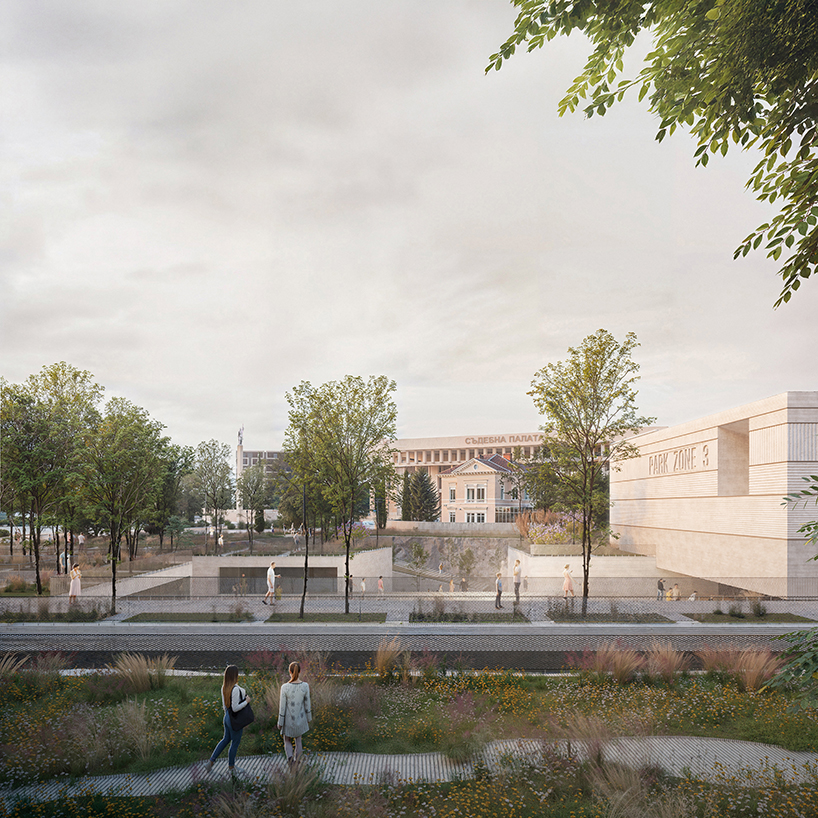 rammed concrete cube and terraced gardens define sunken art center proposal in bulgaria - 2