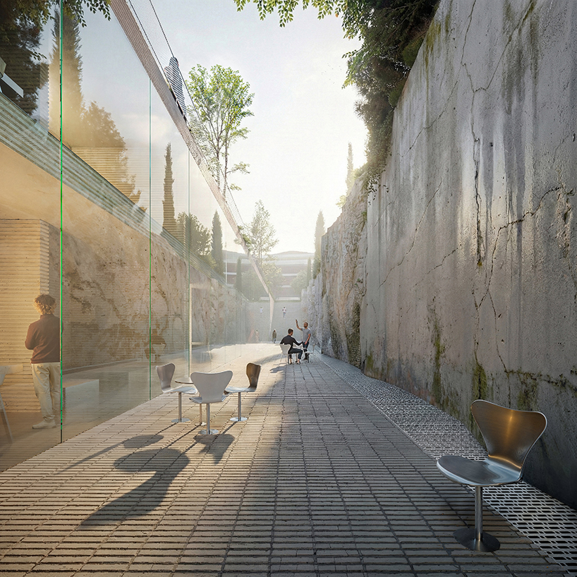 rammed concrete cube and terraced gardens define sunken art center proposal in bulgaria - 8