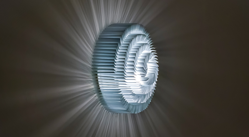 discarded aluminum blinds transform into cylindrical lighting system - 12
