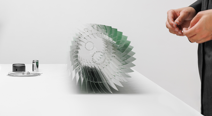discarded aluminum blinds transform into cylindrical lighting system - 9