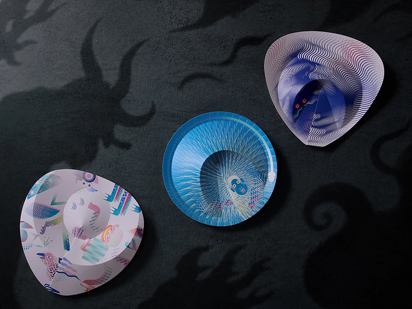 a ribless circular folded sculpture reimagines the traditional japanese paper fan - 6