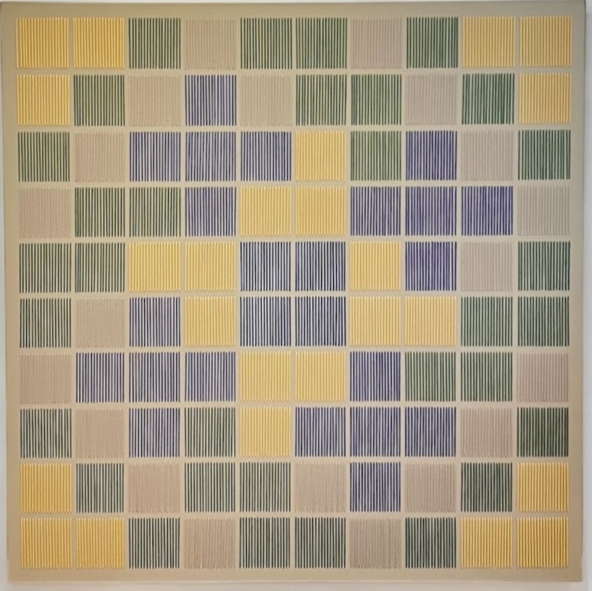 digital patterns become textured geometric compositions through hand stitching - 10