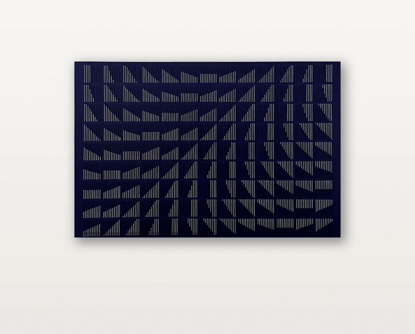 digital patterns become textured geometric compositions through hand stitching - 4