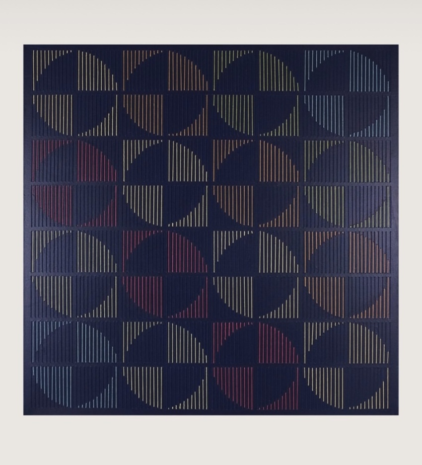 digital patterns become textured geometric compositions through hand stitching - 6