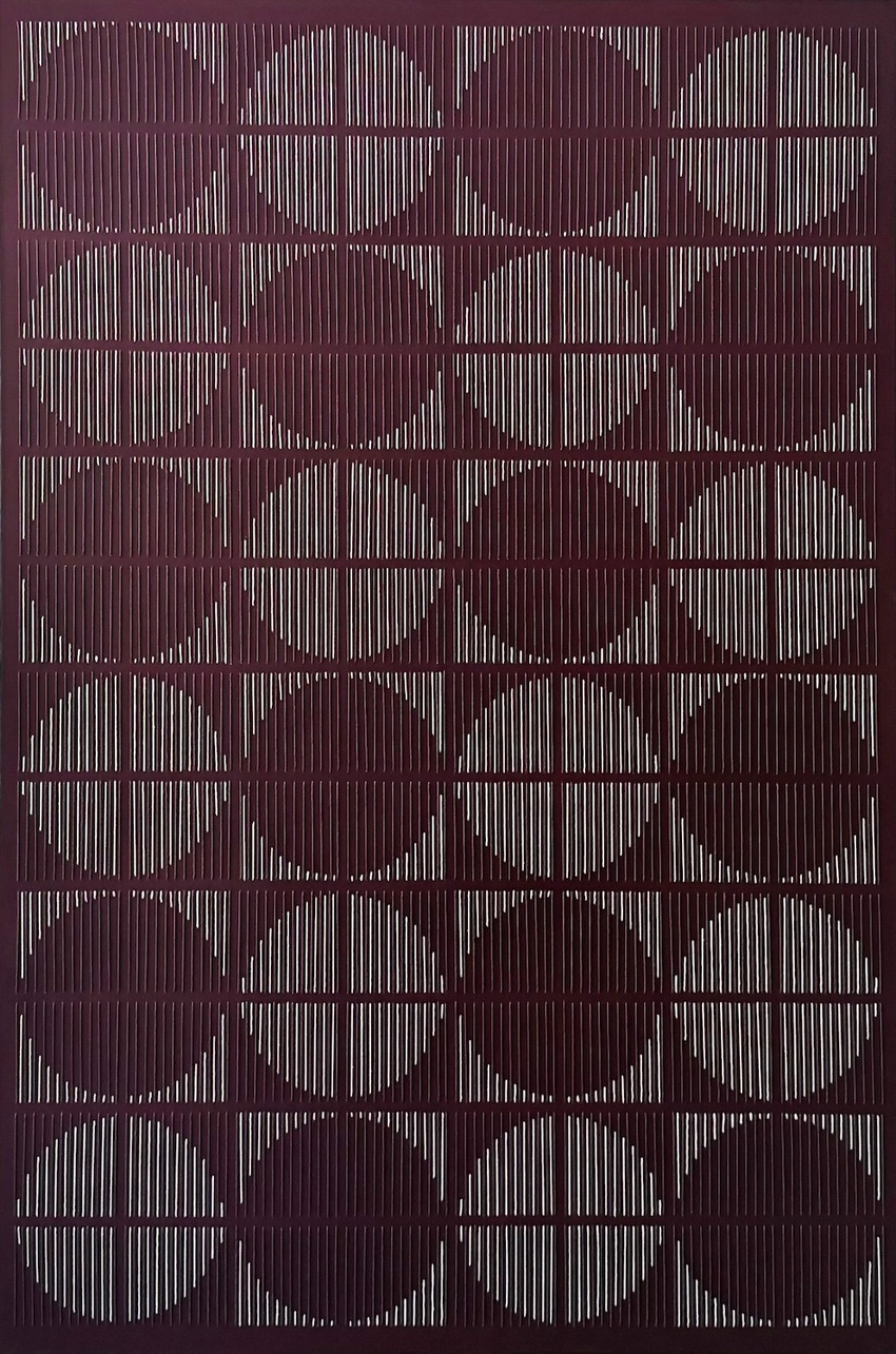 digital patterns become textured geometric compositions through hand stitching - 9