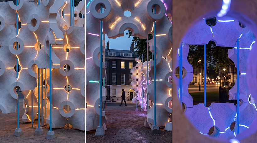 crafted from mycelium, hypha-lume pavilion maps human movement through light - 4