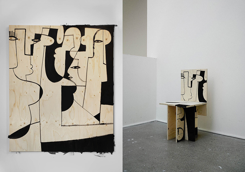 motspråk cuts plywood painting apart and rebuilds it as chair - 1