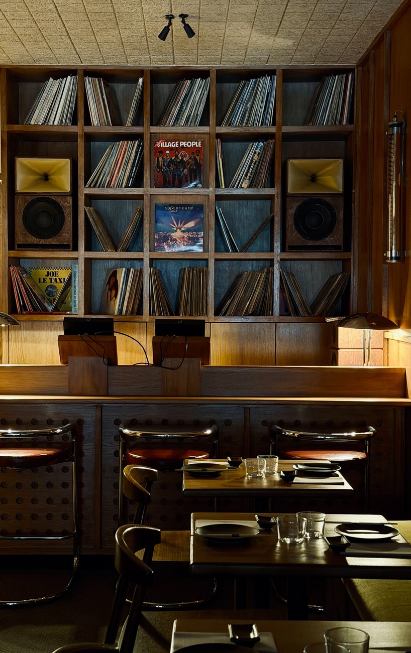 SOBO wraps paris listening restaurant in oak, vintage furniture, and acoustic panels - 8
