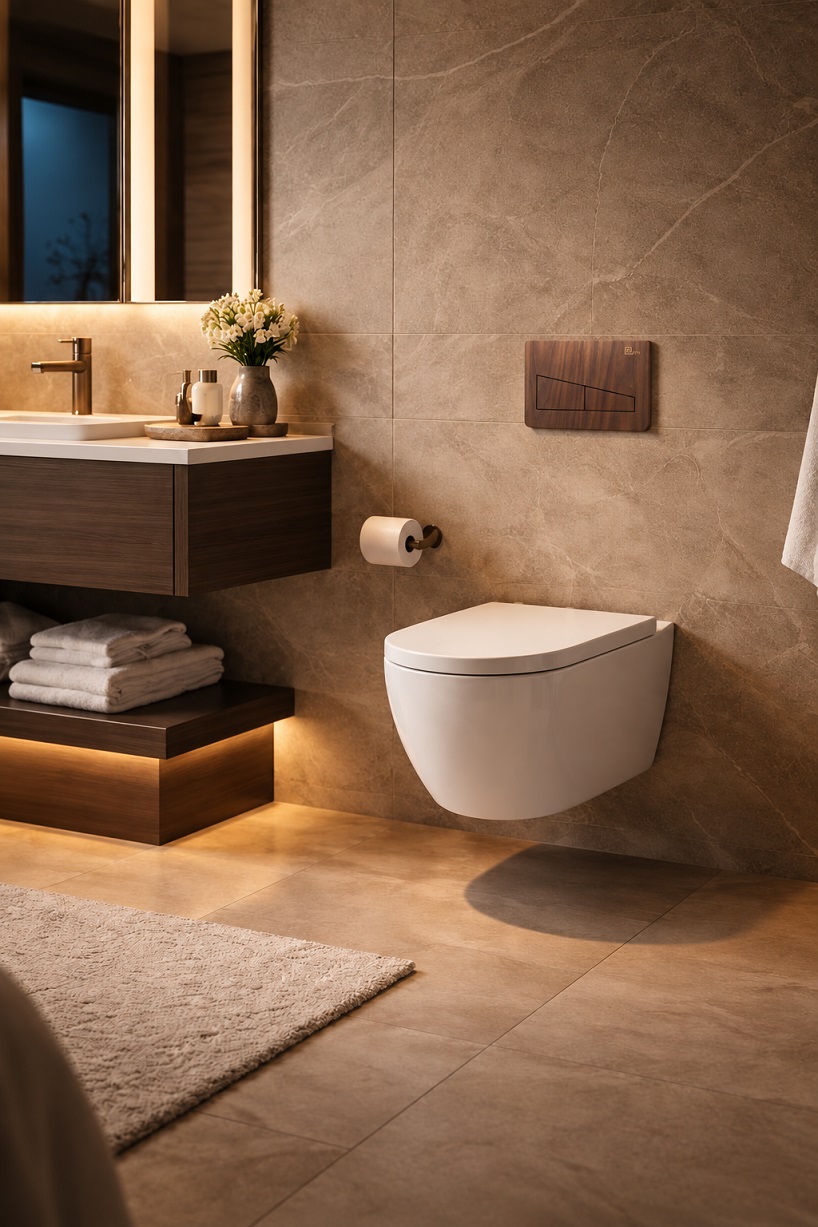 solid walnut, oak, and padauk give bathroom flush plates a sculptural identity - 1