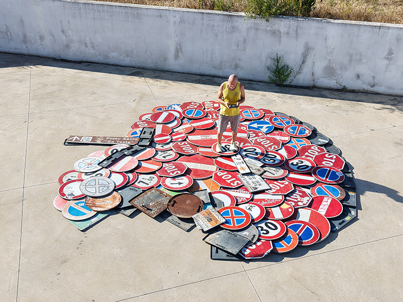 the last wave transforms discarded road signs into monumental land art in sardinia 3