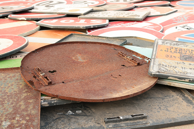 the last wave transforms discarded road signs into monumental land art in sardinia 4