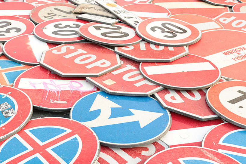the last wave transforms discarded road signs into monumental land art in sardinia 5