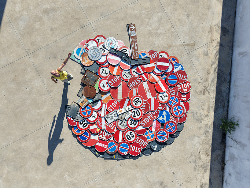 the last wave transforms discarded road signs into monumental land art in sardinia 7
