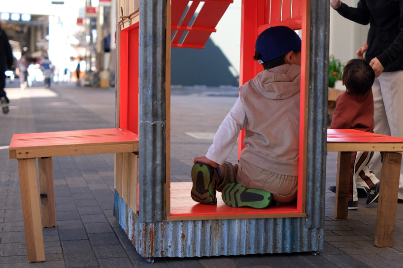 micro-barn features a bright red interior