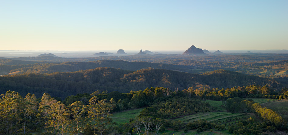 glass house mountain house by bark design in maleny, australia