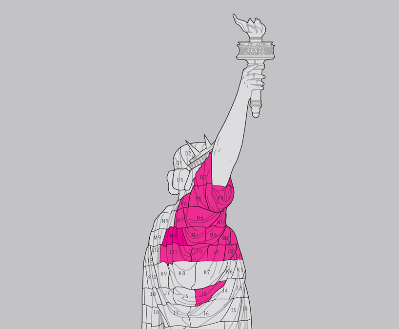 danh vo places full-scale deconstructed statue of liberty around NYC 