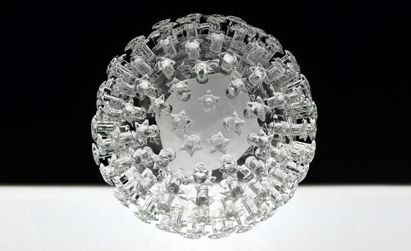 delicate glass sculptures of deadly viruses by luke jerram