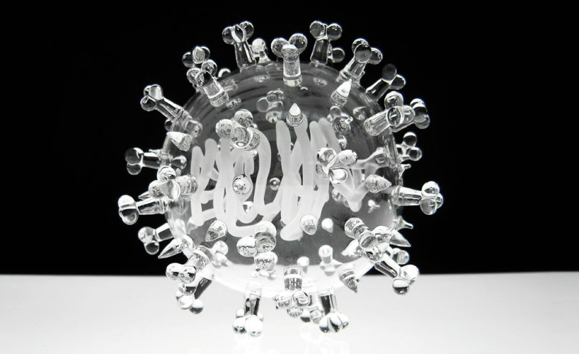 delicate glass sculptures of deadly viruses by luke jerram