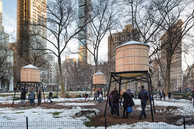 ivan navarro places infinite neons within water tower sculptures