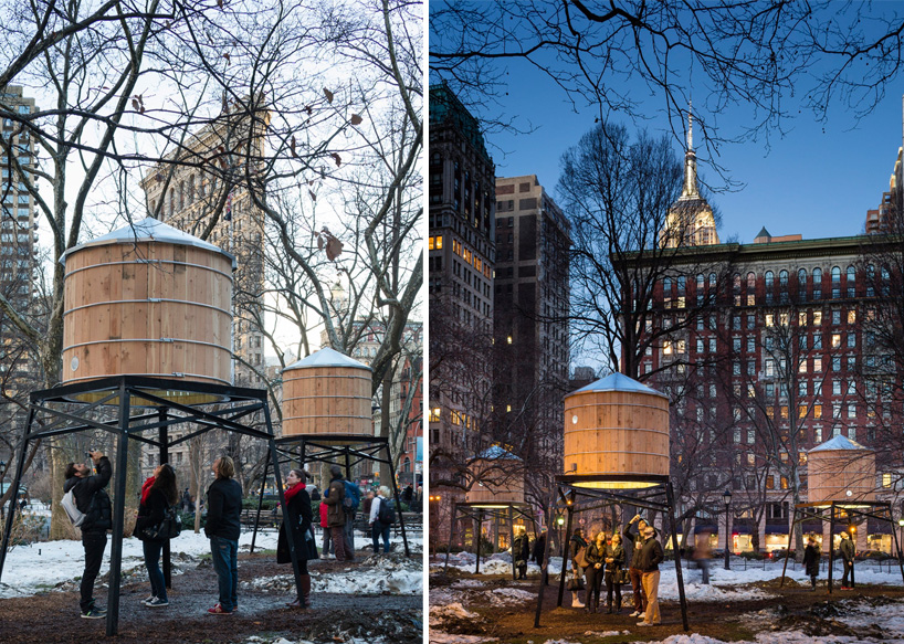 ivan navarro places infinite neons within water tower sculptures