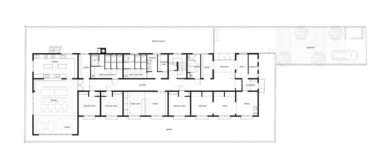 kasa architects completes shared house to accommodate 45 residents