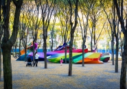 katharina grosse sculpts colorful terrain in brooklyn