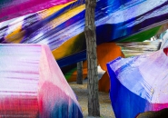 katharina grosse sculpts colorful terrain in brooklyn